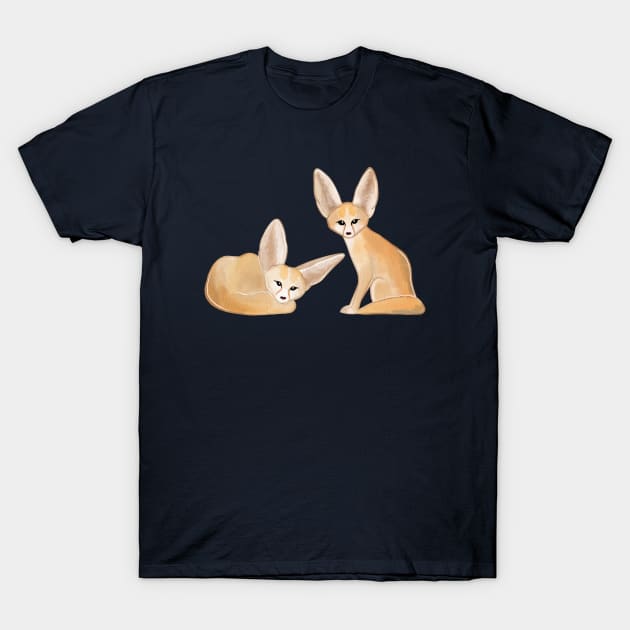 Two Fennec Foxes T-Shirt by tangerinetane